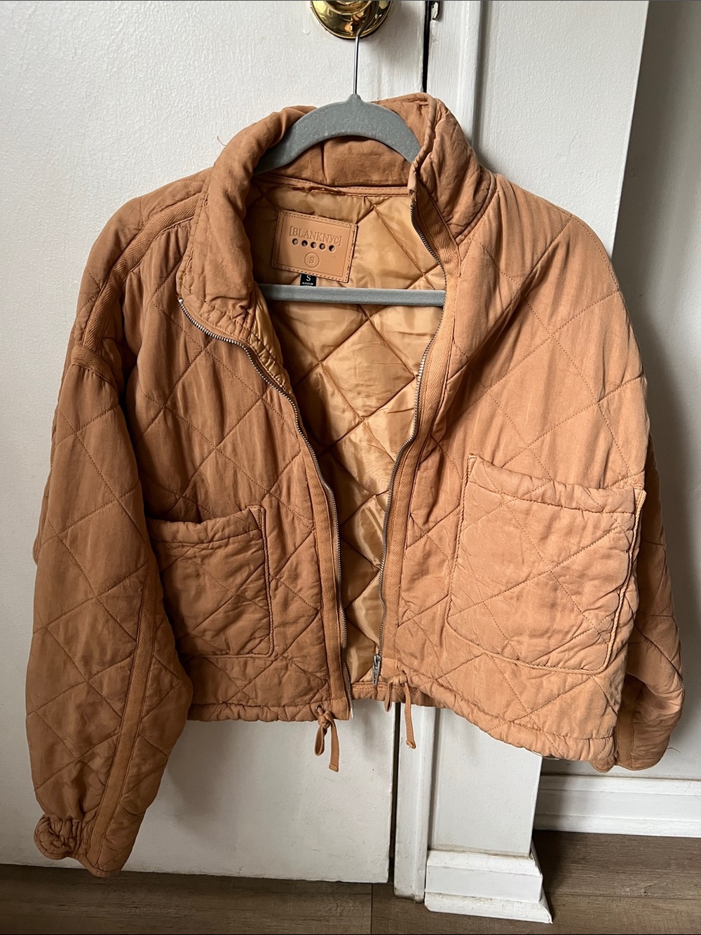 Blank NYC Quilted Camel Bomber Jacket